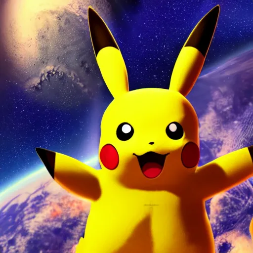 Prompt: Pikachu in space, detailed 4k render