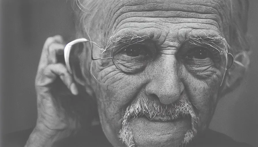 Prompt: 7 0 s movie still of a old man with trypophobia eyes, cinestill 8 0 0 t 3 5 mm, heavy grain, high quality, high detail