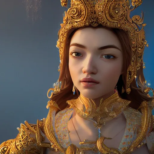 Image similar to wonderful princess of heaven with clear skin, ornate 8 k gorgeous intricate detailed, accent lighting, dramatic light, octane render