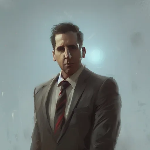 Prompt: portrait of Michael Scott, art by greg rutkowski, matte painting, trending on artstation