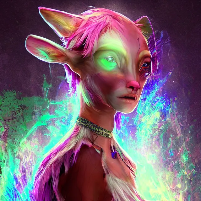 Prompt: a character portrait of the avatar for an female humanoid fox a. i. in the style of glitch art in the style of anti art trending on artstation deviantart pinterest furaffinity photorealistic hd 8 k highlights and shadow detailed high resolution