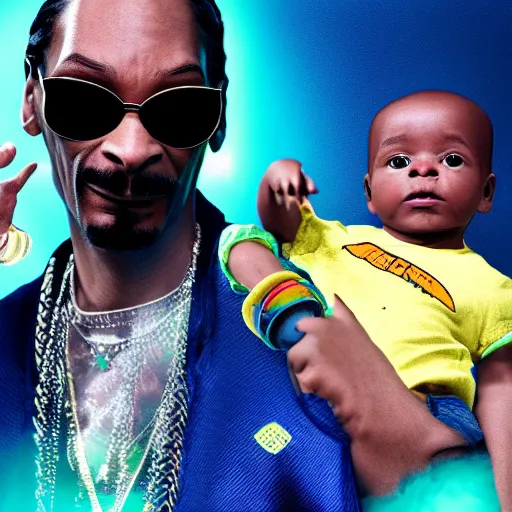 Image similar to snoop dogg as a baby, octane render