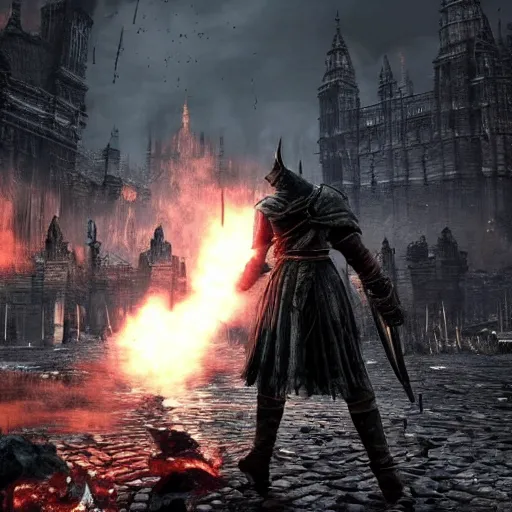 Prompt: dark souls, bloodborne, gothic, bottomless infinite library, grim dark, interior