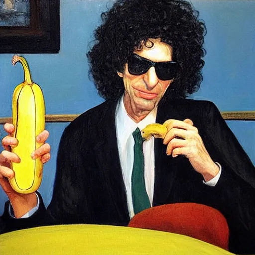 Image similar to howard stern with banana, edward hopper painting