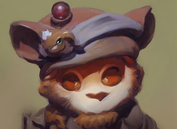 Image similar to a highly detailed beautiful portrait of teemo, by gregory manchess, james gurney, james jean