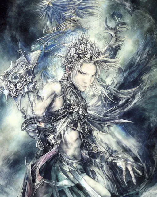 Image similar to conceptual art from from final fantasy by master artist yoshitaka amano, masterpiece w 1 0 2 4