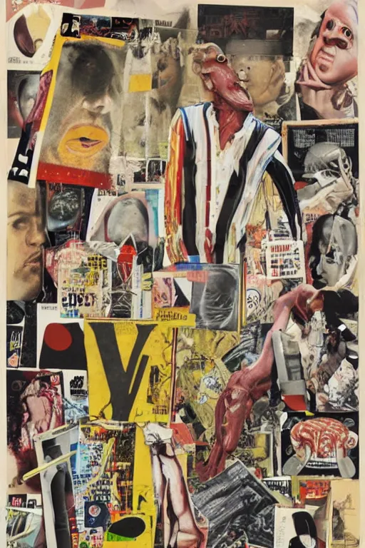 Image similar to youre from your father worm. symmetrical anatomy, pop art, torn magazine, without duplication, art by richard hamilton and mimmo rotella.