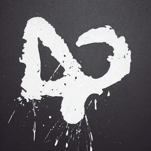 Image similar to photo of a letter S on a white background with ink splatter forming a skull