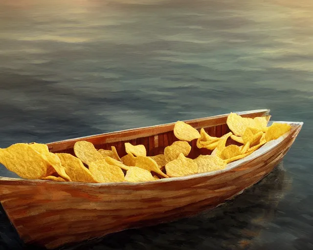 Image similar to lays potato chip boat, artstation