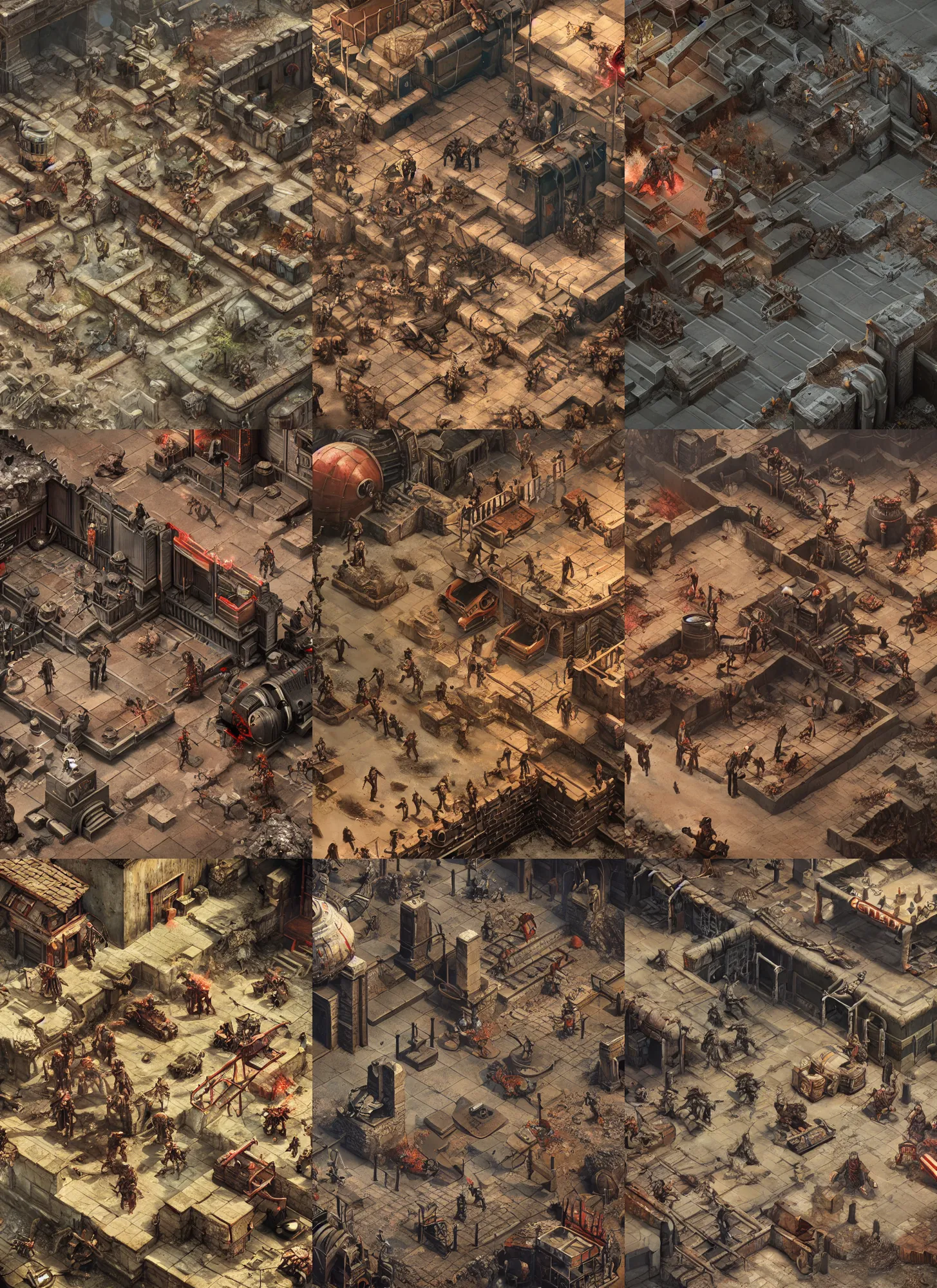 Prompt: Detailed isometric fallout diablo game in virtual wastelands, game, 3d octane render, film look, realistic, detailed, highly detailed, sharp focus, digital illustration, digital painting, hyper detailed, high definition, 4k
