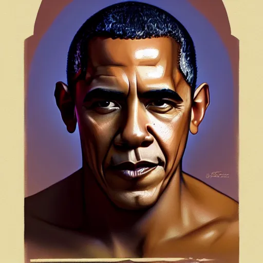 Image similar to barack obama as shrek, brown skin, highly detailed, digital painting, artstation, concept art, sharp focus, illustration, art by greg rutkowski and alphonse mucha