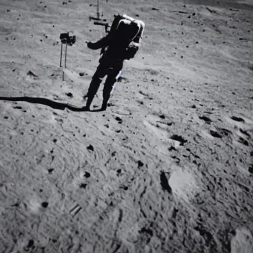 Prompt: a man doing a backend on the moon