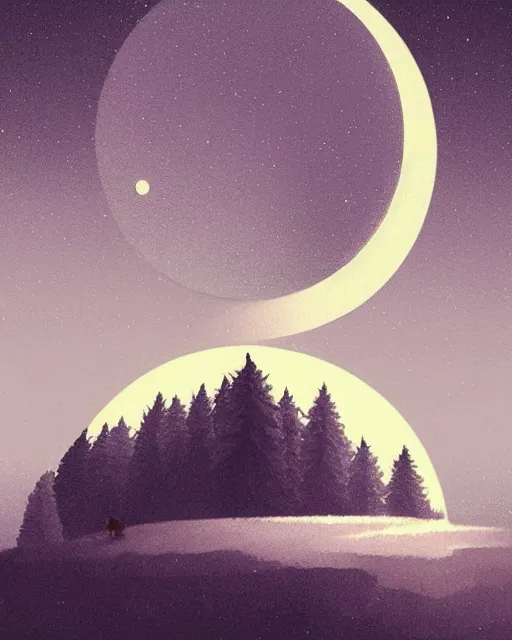 Image similar to beautiful painting of a serene moon at night, art by mike winkelmann, sky night, illustration, highly detailed, simple, smooth and clean vector curves, no jagged lines, vector art, smooth, artstation