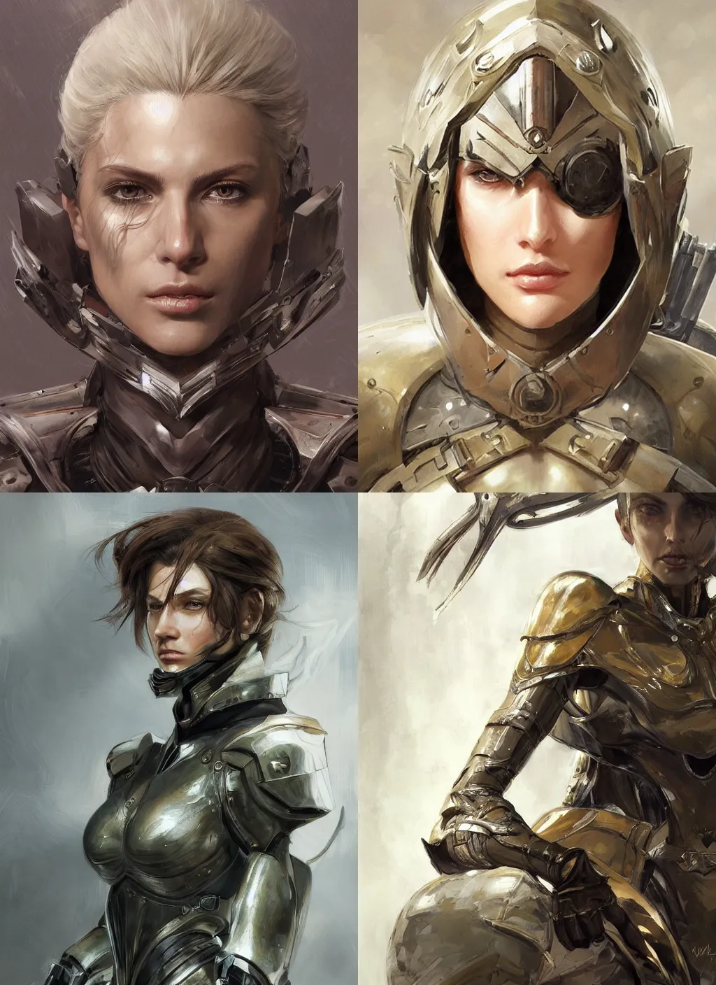 Prompt: a professional painting of an older female, clothed in military armor, olive skin, long dark hair, beautiful bone structure, symmetrical facial features, intricate, elegant, digital painting, concept art, smooth, sharp focus, illustration, from Metal Gear, by Ruan Jia and Mandy Jurgens and Artgerm and William-Adolphe Bouguerea