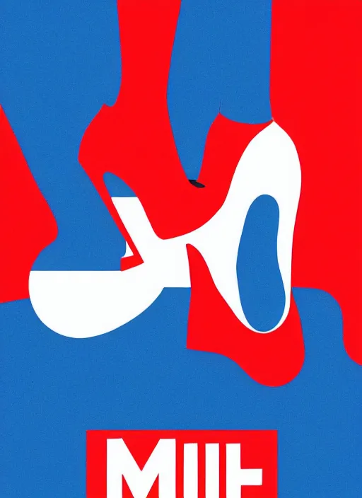 Image similar to minimal movie poster, red shoe and blue shoe