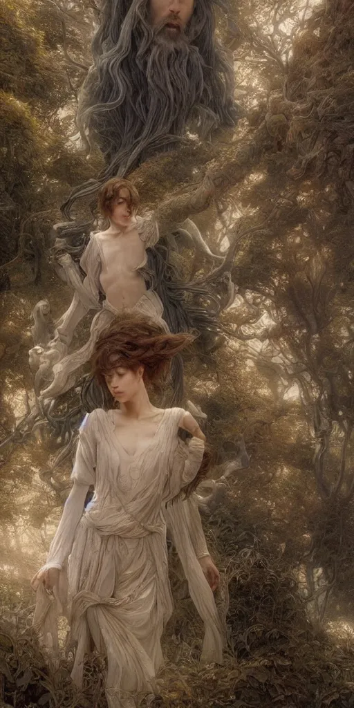 Image similar to labyrinth, masterpiece by Edgar Maxence and Ross Tran and Michael Whelan, gustav dore, 8k, octane render