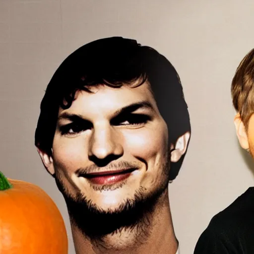 Image similar to ashton kutcher face on a hokaido squash