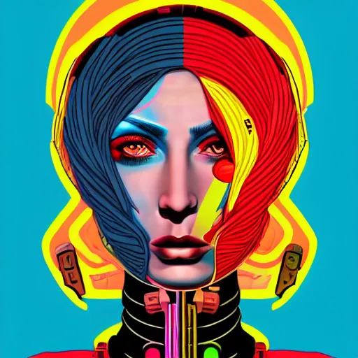 Image similar to portrait of female android by tristan eaton