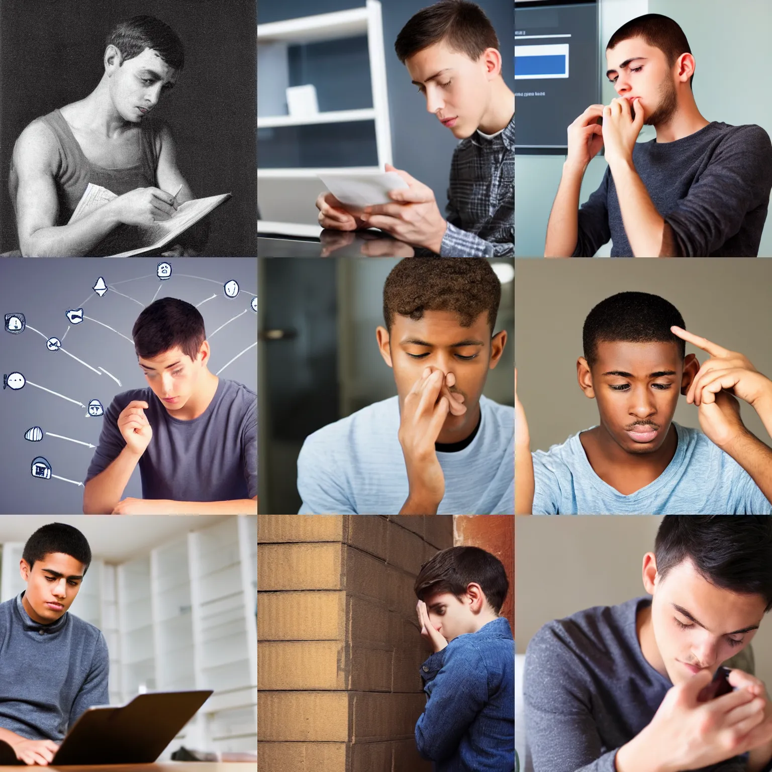 Prompt: a young man attempting to remember his password