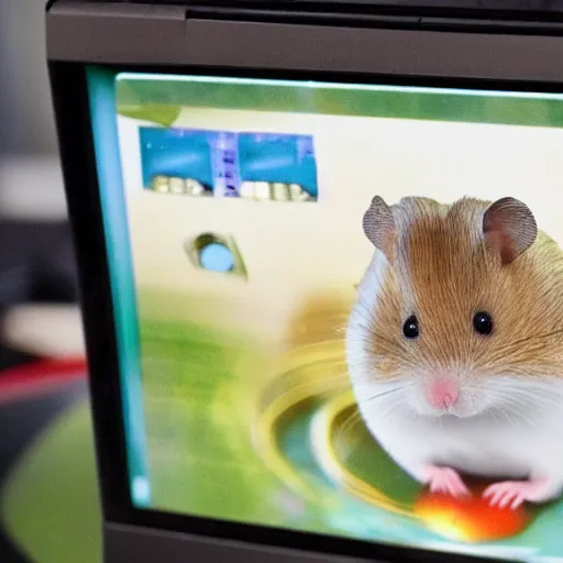 Prompt: a computer that runs on hamsters that live inside