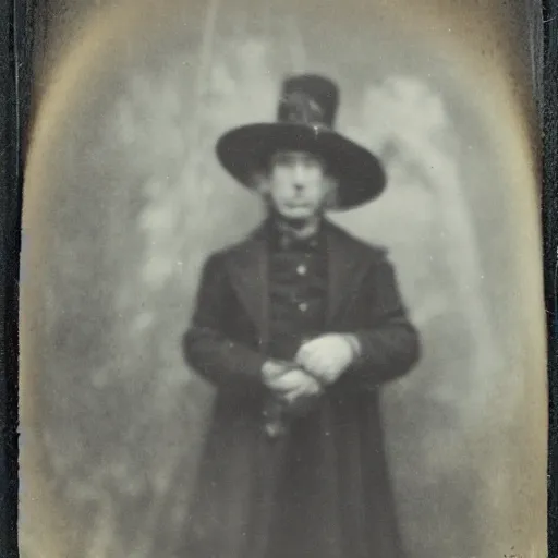Prompt: victorian pinhole photography portrait of a really friendly wizard