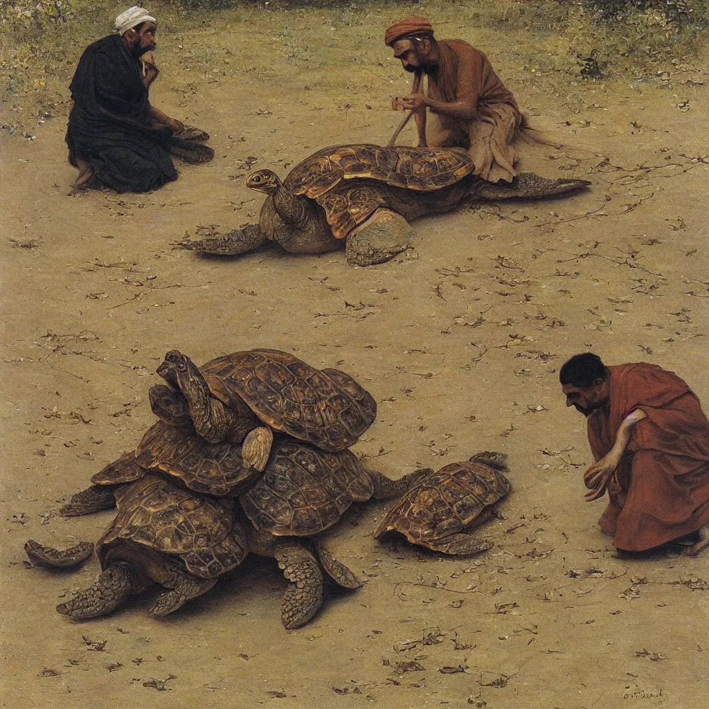 Image similar to osman hamdi bey, The Tortoise Trainer, canvas