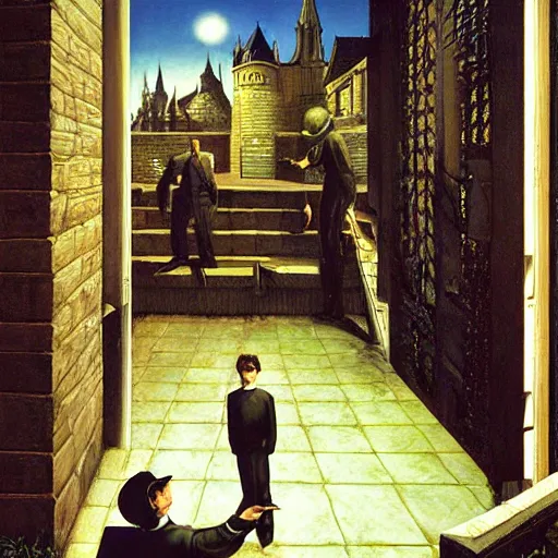 Image similar to photorealistic vampire art by paul delvaux, james christensen, rob gonsalves and tim white