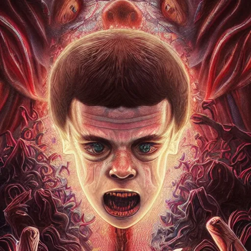 Prompt: the Demogorgon from stranger things, artstation hall of fame gallery, editors choice, #1 digital painting of all time, most beautiful image ever created, emotionally evocative, greatest art ever made, lifetime achievement magnum opus masterpiece, the most amazing breathtaking image with the deepest message ever painted, a thing of beauty beyond imagination or words
