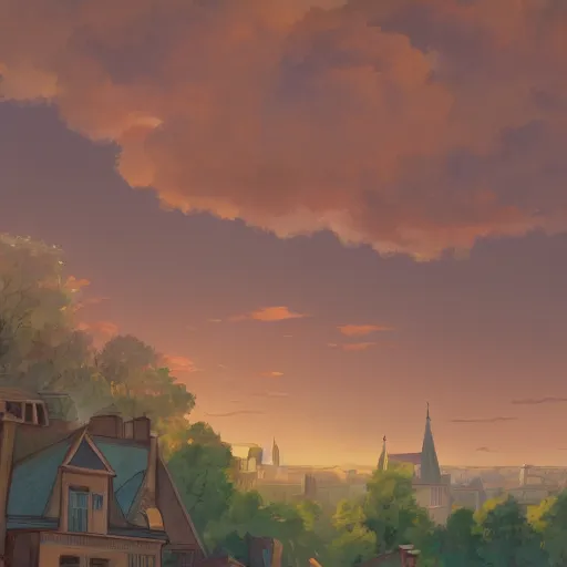 Image similar to Université Pierre et Marie Curie, Paris VI, in the style of studio ghibli, beautiful landscape, intense lighting, 8k, trending on artstation