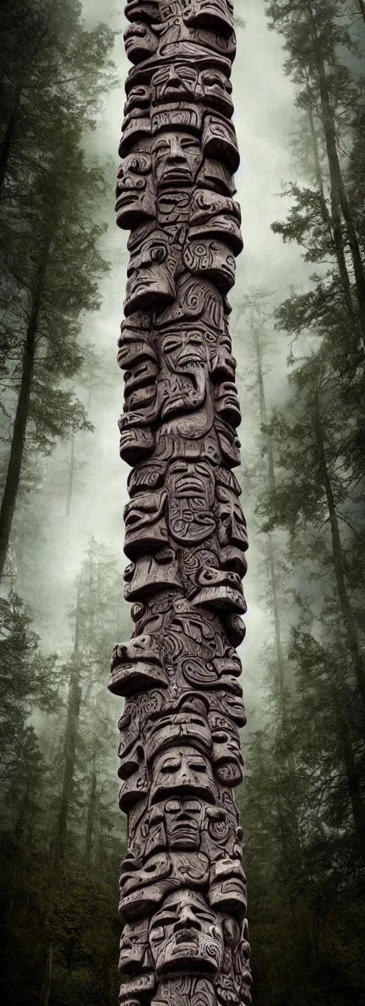 Prompt: totem pole fractal by callebaut, erik johansson, kim keever,