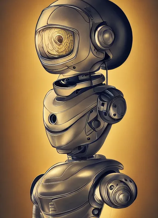 Prompt: highly detailed picture of little robot, manga, perfectly face, highly detailed, masterpiece, artstation, golden ratio, soft light, perfect intricate highly detailed, detailed, painting by akira, masashi kishimoto,, digital lines, 8 k