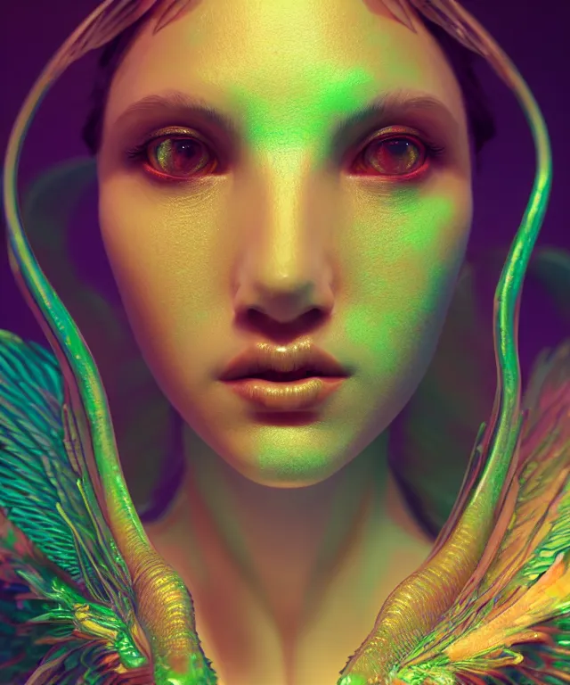 Image similar to goddess close-up portrait. betta fish, phoenix, bioluminiscent creature, intricate artwork by Tooth Wu and wlop and beeple. octane render, trending on artstation, greg rutkowski very coherent symmetrical artwork. cinematic, hyper realism, high detail, octane render, 8k