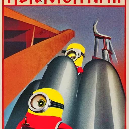 Image similar to soviet poster of minions