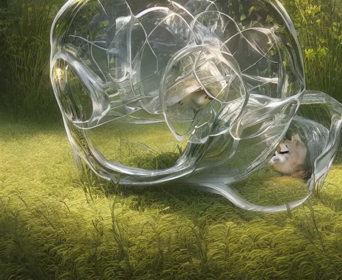 Image similar to simplicity, transparent clear see - through image of simple robots, lush botany, floral environment, ultra realistic, concept art, minimalism, photorealistic, octane render, 8 k, unreal engine. art by gustave dore and nori inoguchi and sam kaplan and zachary goulko and christopher marley and artgerm and alphonse mucha