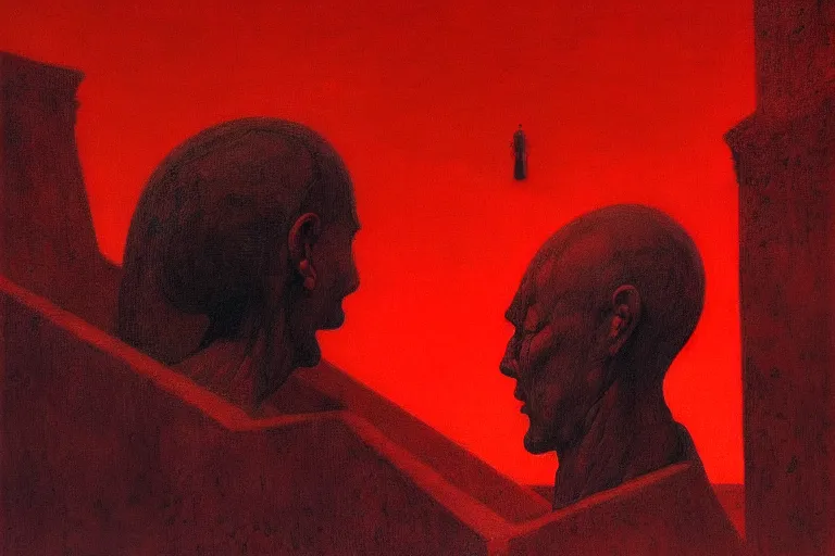 Image similar to only with red, a red great emperor, taormina amphitheatre, expressive crowd hails him, in the style of beksinski, parts by edward hopper, parts by rodcenko, parts by yue minjun, intricate and epic composition, red by caravaggio, insanely quality, highly detailed, masterpiece, red light, artstation, 4 k