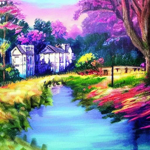 Image similar to beautiful paiting of sheffield by bob ross