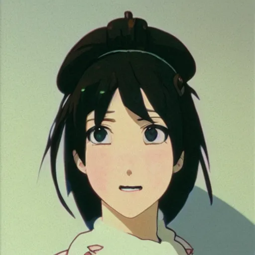 Image similar to a maid girl winking, film still, studio portrait, high quality, wlop, greg rutkowski, alphonse mucha, makoto shinkai, studio ghibli, highly detailed, 4 k