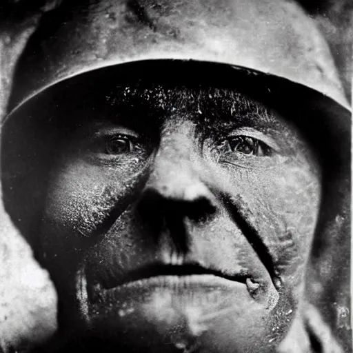 Prompt: extreme closeup of a coal miner's face, 1913