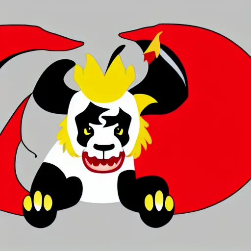 Image similar to vector art of welsh dragon and cute panda mixed, intercrossed, chimera, welsh flag, adobe illustrator