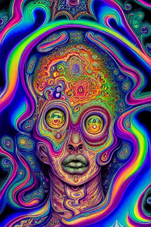 Image similar to colorful liquid smoke and clouds forming detailed faces, extremely colorful psychedelic experience, dmt, psilocybin, lsd, intricate, elegant, highly detailed, digital painting, artstation, smooth, sharp focus, illustration, art by alex grey, hana yata, beeple, josephine wall, octane render, unreal engine, 8 k