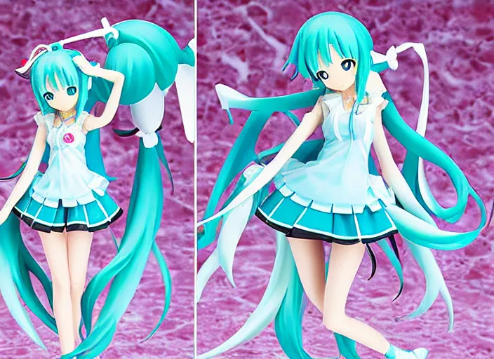 Prompt: miku hatsune goods, acrylic figure, tapestries, key visual poster