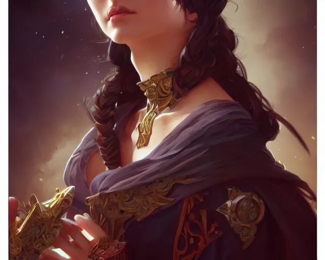 Image similar to photography of maria pascual alberich, deep focus, d & d, fantasy, intricate, elegant, highly detailed, digital painting, artstation, concept art, matte, sharp focus, illustration, hearthstone, art by artgerm and greg rutkowski and alphonse mucha