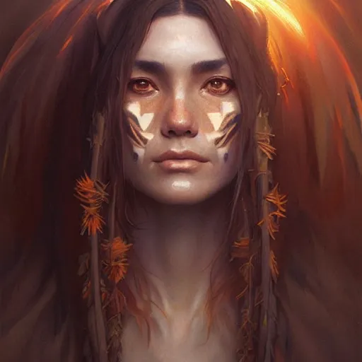 Prompt: portrait of native Skinwalker, highly detailed, digital painting, artstation, concept art, smooth, sharp focus, illustration, art by artgerm and greg rutkowski and alphonse mucha