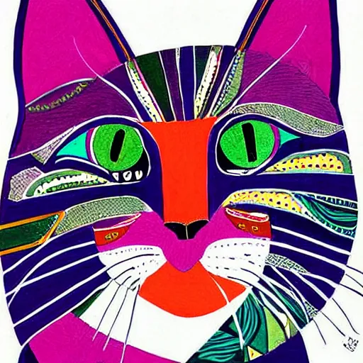 Image similar to beautiful cat illustration by laurel burch