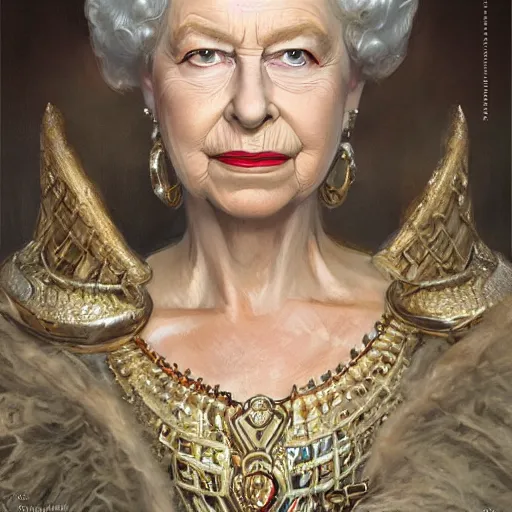 Image similar to queen elizabeth the second as a realistic fantasy d & d character, closeup portrait art by donato giancola and greg rutkowski, realistic face, digital art, trending on artstation
