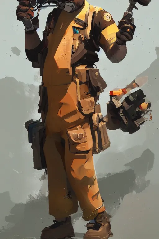 Image similar to beautiful character portrait team fortress 2 engineer, detailed character art by ismail inceoglu, trending on artstation