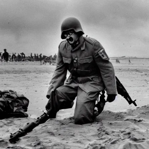 Prompt: sam hyde as a soldier on dday storming a beach, 4k