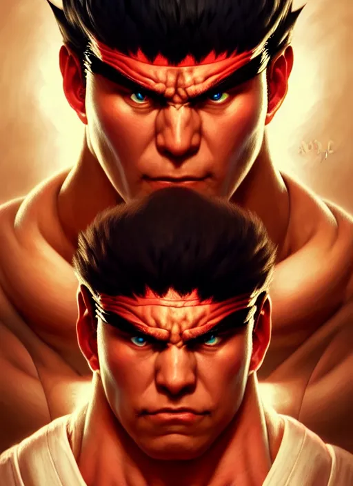 Evil ryu in the style of street fighter 6, realiatic portrait