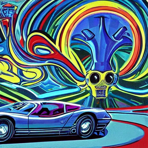 Image similar to a fancy alien car as 9 0 s masterpiece artwork