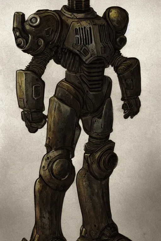 Image similar to Enclave power armor from Fallout 2, high detail, digital painting, artstation, concept art, smooth, clear focus,